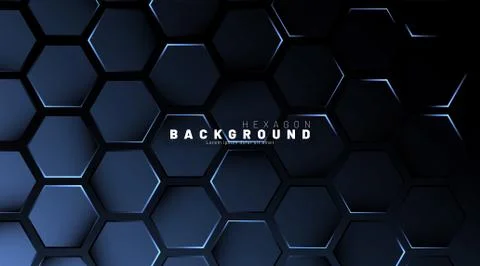 Abstract hexagon blue neon gradient pattern on a dark background technology s Illustrazione stock