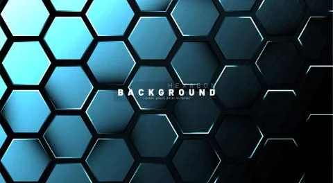 Abstract hexagon blue neon gradient pattern on a dark background technology s Stock Illustration