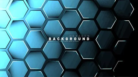 Abstract hexagon blue neon gradient pattern on a dark background technology s Stock Illustration