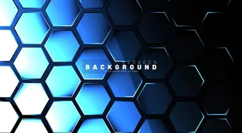 Abstract hexagon blue neon gradient pattern on a dark background technology s Illustrazione stock
