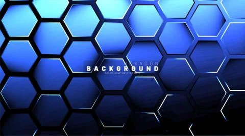 Abstract hexagon blue neon gradient pattern on a dark background technology s Stock Illustration