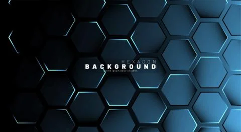Abstract hexagon blue neon gradient pattern on a dark background technology s Stock Illustration