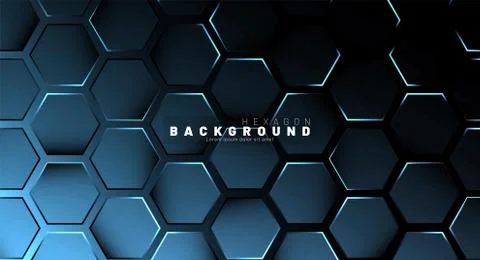 Abstract hexagon blue neon gradient pattern on a dark background technology s Stock Illustration