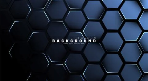 Abstract hexagon blue neon gradient pattern on a dark background technology s Stock Illustration