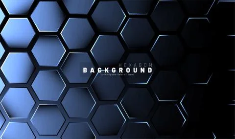 Abstract hexagon blue neon gradient pattern on a dark background technology s Illustrazione stock