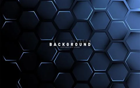 Abstract hexagon blue neon gradient pattern on a dark background technology s Stock Illustration
