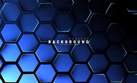 Abstract hexagon blue neon gradient pattern on a dark background technology s Stock Illustration