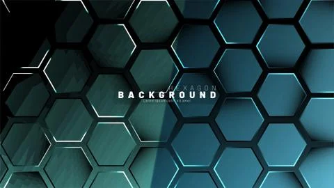 Abstract hexagon blue neon gradient pattern on a dark background technology s Stock Illustration