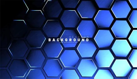 Abstract hexagon blue neon gradient pattern on a dark background technology s Stock Illustration