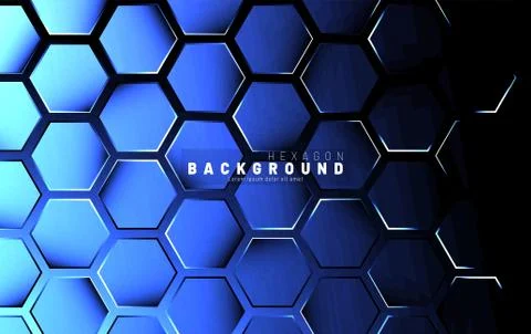 Abstract hexagon blue neon gradient pattern on a dark background technology s Illustrazione stock