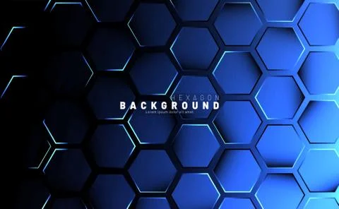 Abstract hexagon blue neon gradient pattern on a dark background technology s イラスト素材