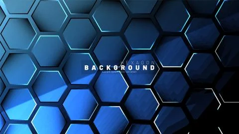 Abstract hexagon blue neon gradient pattern on a dark background technology s Illustrazione stock