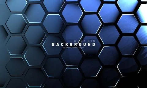 Abstract hexagon blue neon gradient pattern on a dark background technology s Illustrazione stock