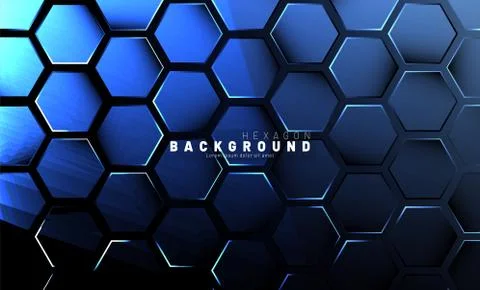 Abstract hexagon blue neon gradient pattern on a dark background technology s Illustrazione stock