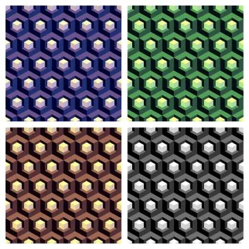 Abstract hexagon cell background composition, set of four Stock Illustration