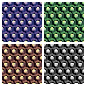 Abstract hexagon cell background composition, set of four. Abstract hexago... Foto stock