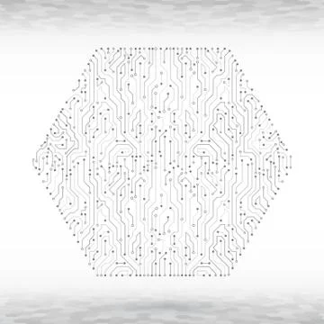 Abstract hexagon circuit board vector background. Stock Illustration