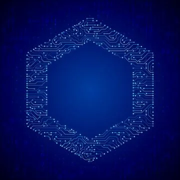 Abstract hexagon circuit board vector background. Stock Illustration