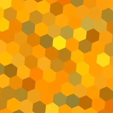 Abstract hexagon composition. Flat screen art. Gold color design. Cyber disco. Stock Illustration