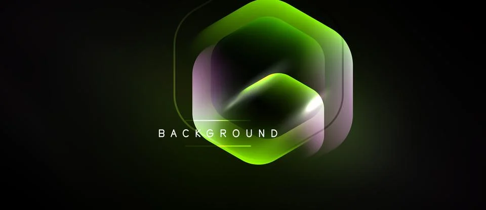 Abstract hexagon design. Gradient colors blend, creating luminous effect over Stock Illustration