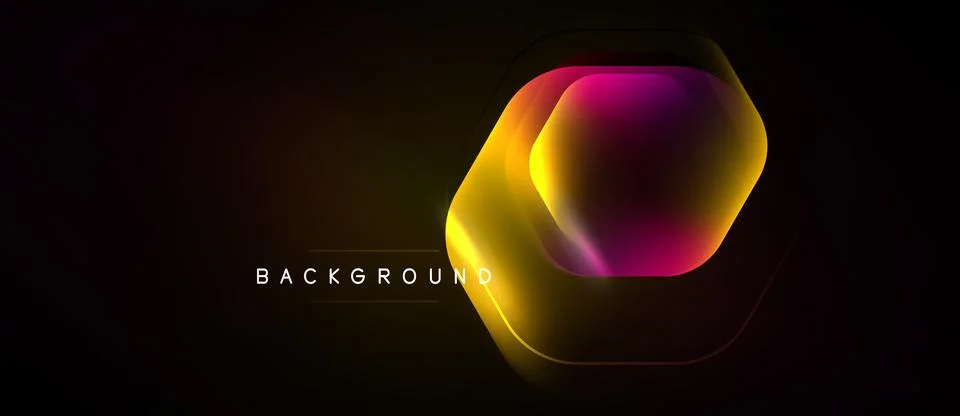 Abstract hexagon design. Gradient colors blend, creating luminous effect over Stockillustratie