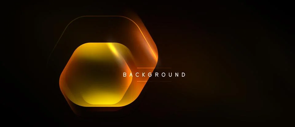 Abstract hexagon design. Gradient colors, gold, orange, black. Modern, dynami Stock Illustration
