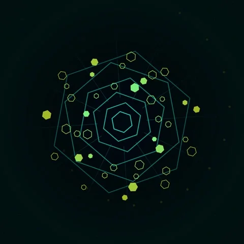 Abstract Hexagon Geometric Pattern Animation on Dark Starry Background Stock Footage 347259980