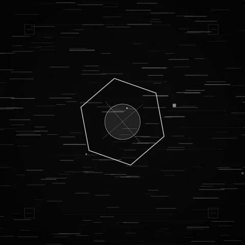 Abstract Hexagon Geometric Shape with Circle and Glitch Effect on Dark Back.. Stock Footage 347260811