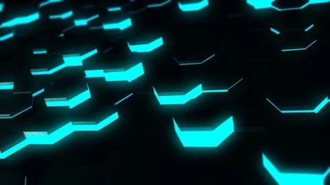 Abstract hexagon geometric surface with blue light Stock Footage 129653556