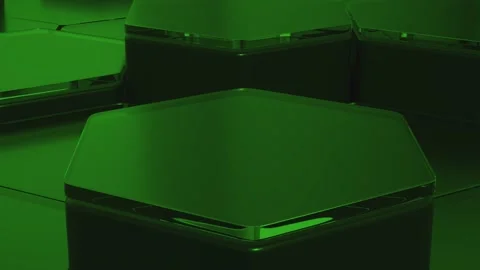 Abstract Hexagon Geometric Surface Loop Dark Green. seamless loop Stock Footage 207479456