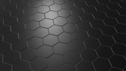 Abstract hexagon geometry background, dark hexagonal pattern randomly waving, Stock Illustration