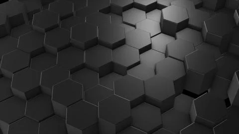 Abstract hexagon geometry background, dark hexagonal pattern randomly waving, Illustrazione stock