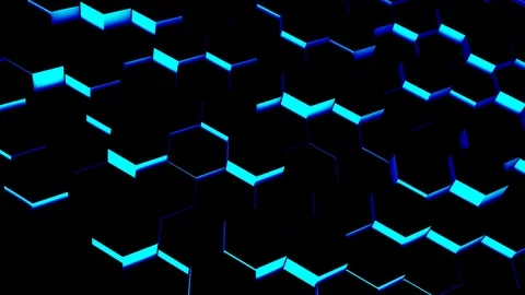 Abstract Hexagon Geometry Background, Hexagonal Pattern Randomly Waving Stock Footage 121322265