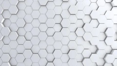 Abstract hexagon geometry background, white hexagonal pattern randomly waving Illustrazione stock