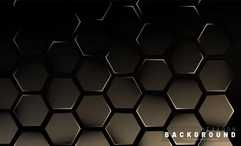 Abstract hexagon gradient colorful light pattern with a dark background techn Stock Illustration
