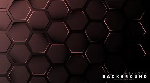 Abstract hexagon gradient colorful light pattern with a dark background techn Stock Illustration