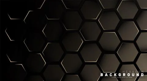 Abstract hexagon gradient colorful light pattern with a dark background techn Illustrazione stock
