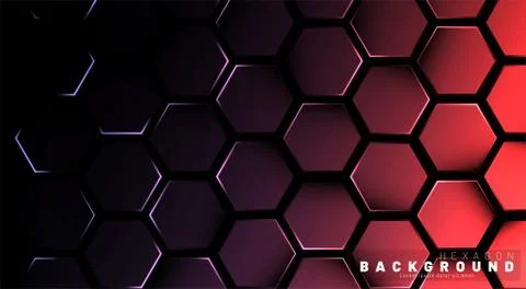 Abstract hexagon gradient colorful light pattern with a dark background techn Stock Illustration