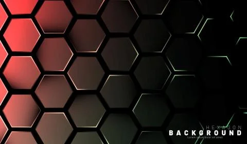 Abstract hexagon gradient colorful light pattern with a dark background techn Stock Illustration