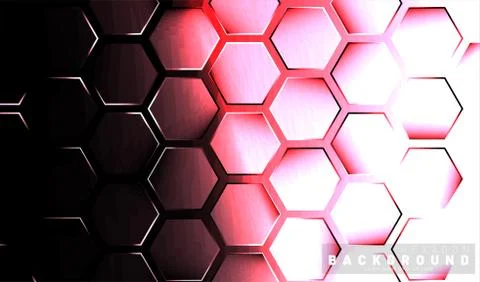 Abstract hexagon gradient colorful light pattern with a dark background techn Stock Illustration