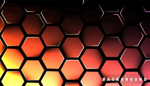 Abstract hexagon gradient colorful light pattern with a dark background techn Stock Illustration