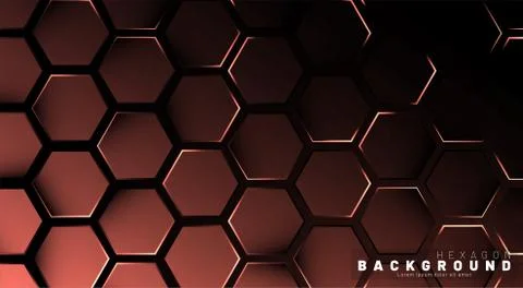 Abstract hexagon gradient colorful light pattern with a dark background techn Stock Illustration