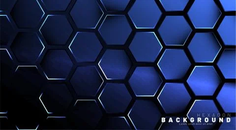 Abstract hexagon gradient colorful light pattern with a dark background techn Stock Illustration