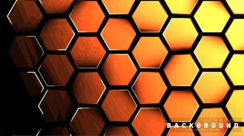 Abstract hexagon gradient colorful light pattern with a dark background techn Stock Illustration