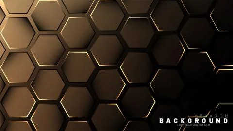 Abstract hexagon gradient colorful light pattern with a dark background techn Stock Illustration
