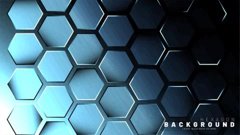 Abstract hexagon gradient colorful light pattern with a dark background techn Stock Illustration