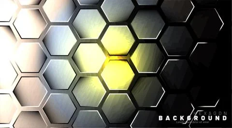 Abstract hexagon gradient colorful light pattern with a dark background techn Stock Illustration