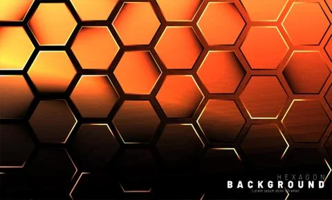 Abstract hexagon gradient colorful light pattern with a dark background techn Illustrazione stock
