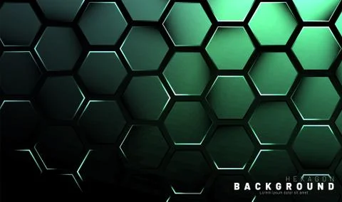 Abstract hexagon gradient colorful light pattern with a dark background techn Stock Illustration