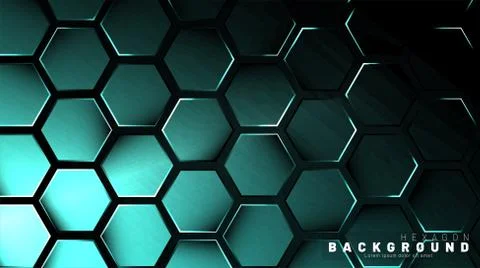 Abstract hexagon gradient colorful light pattern with a dark background techn Stock Illustration